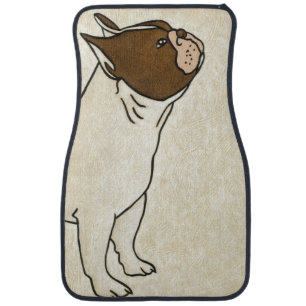 Profile of French Bulldog Looking Up Car Mat