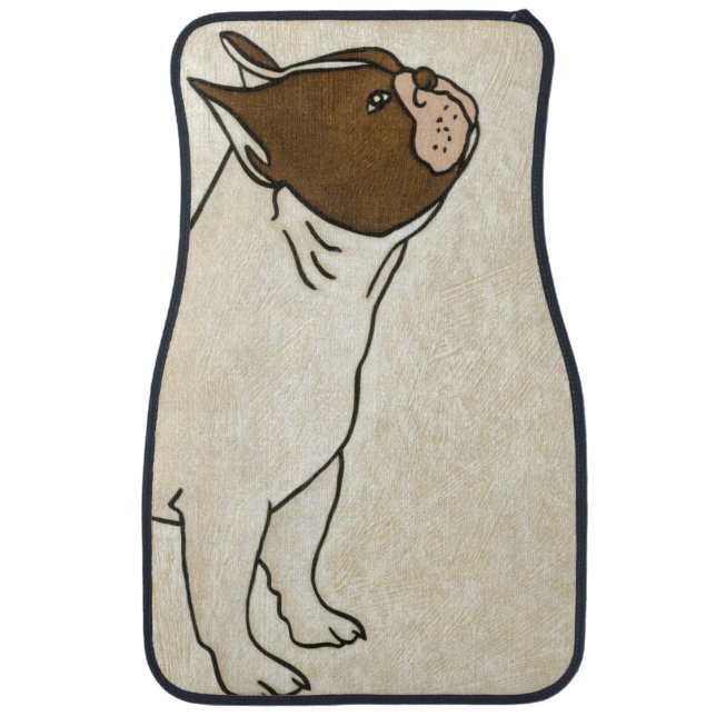 Profile of French Bulldog Looking Up Car Mat (Front)