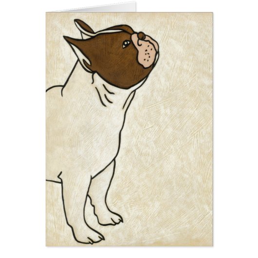 Profile of French Bulldog Looking Up Cards (Front)