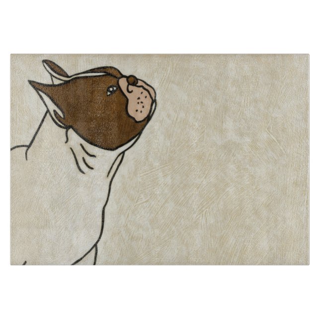 Profile of French Bulldog Looking Up Cutting Board (Front)