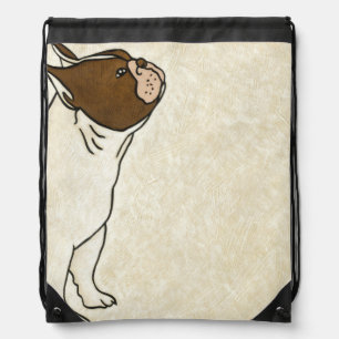 Profile of French Bulldog Looking Up Drawstring Bag