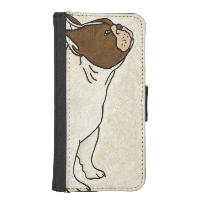 Profile of French Bulldog Looking Up iPhone Wallet Case (Front)