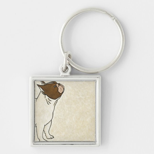 Profile of French Bulldog Looking Up Keychain (Front)