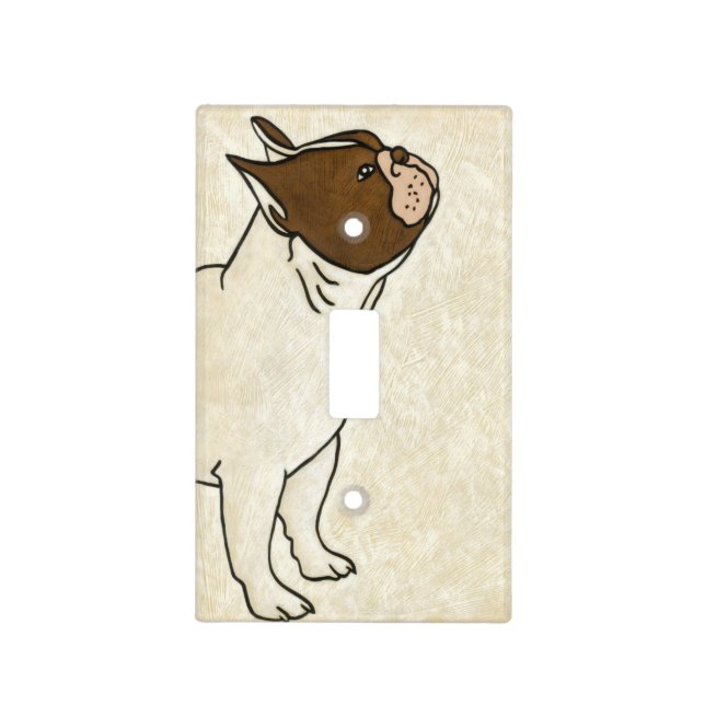 Profile of French Bulldog Looking Up Light Switch Cover (Front)