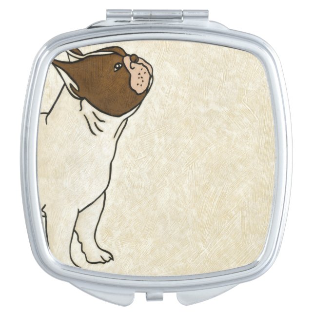 Profile of French Bulldog Looking Up Makeup Mirror (Front)