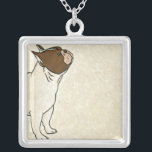 Profile of French Bulldog Looking Up Silver Plated Necklace<br><div class="desc">Chariklia Zarris knows how to capture the best emotion in each of her drawings. It is no exception in this simple and contemporary drawing of a French bulldog.  Get this cool dog-themed image on your Zazzle product today.</div>