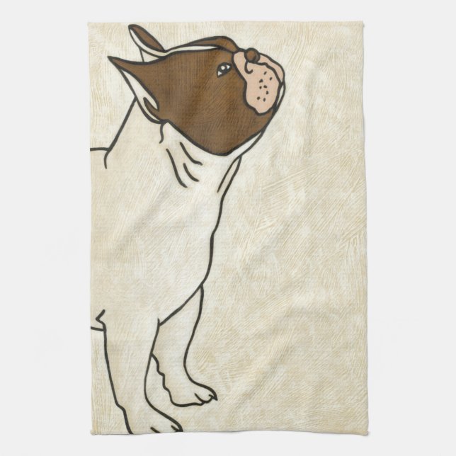 Profile of French Bulldog Looking Up Towel (Vertical)