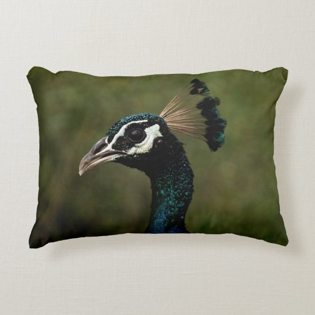 Profile of Peacock  Accent Pillow (Front)