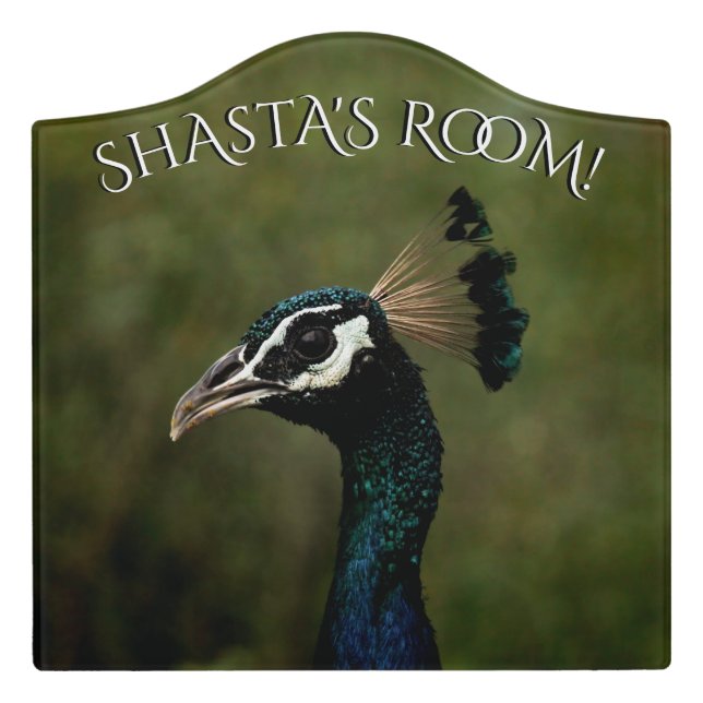 Profile of Peacock Personal Name Door Sign (Large Crest Front)