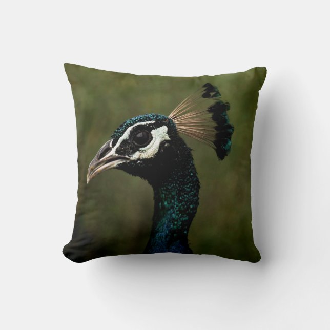 Profile of Peacock  Throw Pillow (Front)