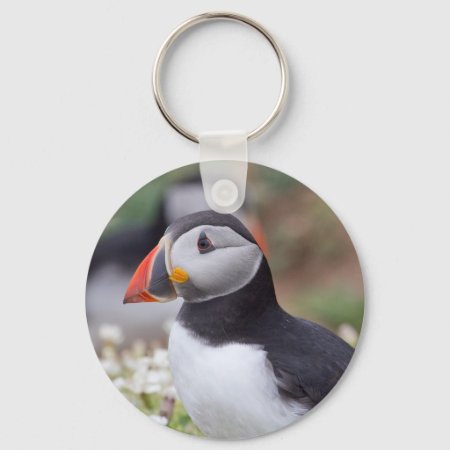 Profile Of Puffin On Skomer Island Keychain