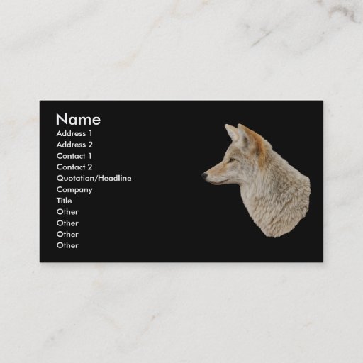Customizable profile or business card, coyote