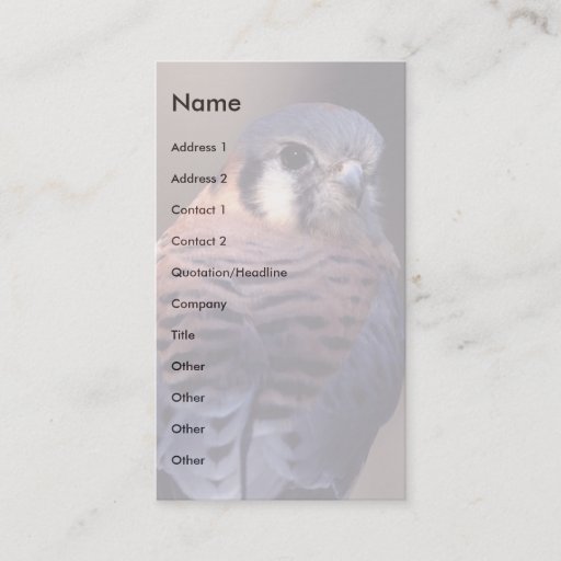 Customizable profile or business card, kestrel
