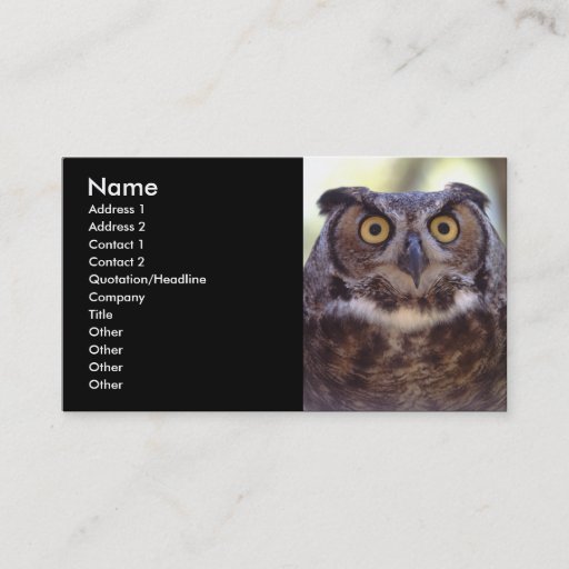 Customizable profile or business card, owl