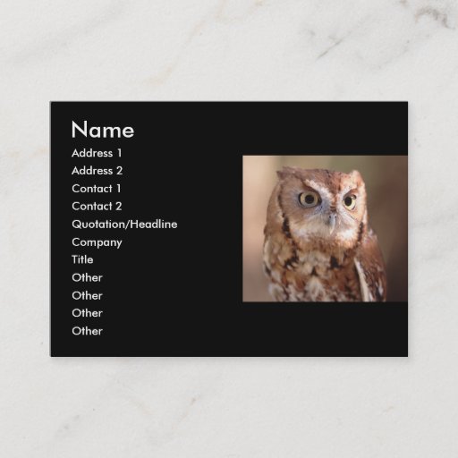 Customizable profile or business card, owl