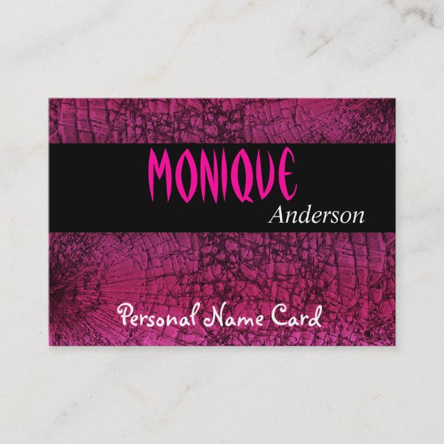 Profile Personal Name Card Black Crackle Pink (Front)