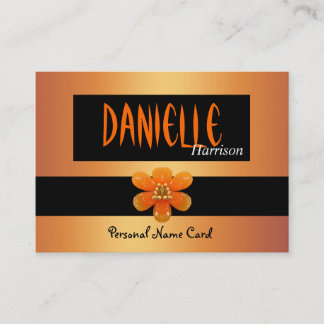 Profile Personal Name Card Black Gold Flower