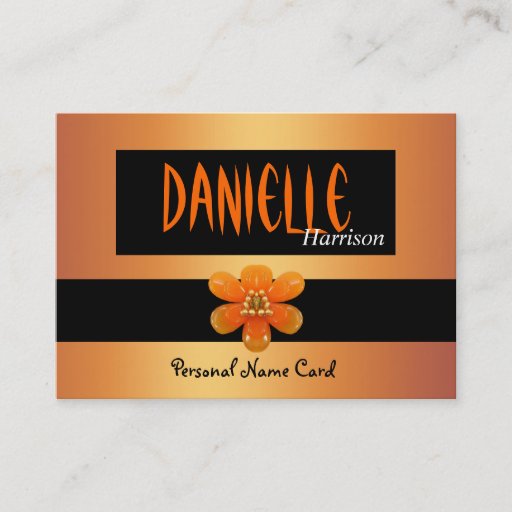 Customizable Profile Personal Name Card Black Gold Flower Business Card Templates