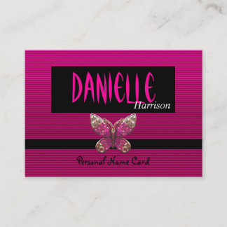 Profile Personal Name Card Bright Pink Butterfly
