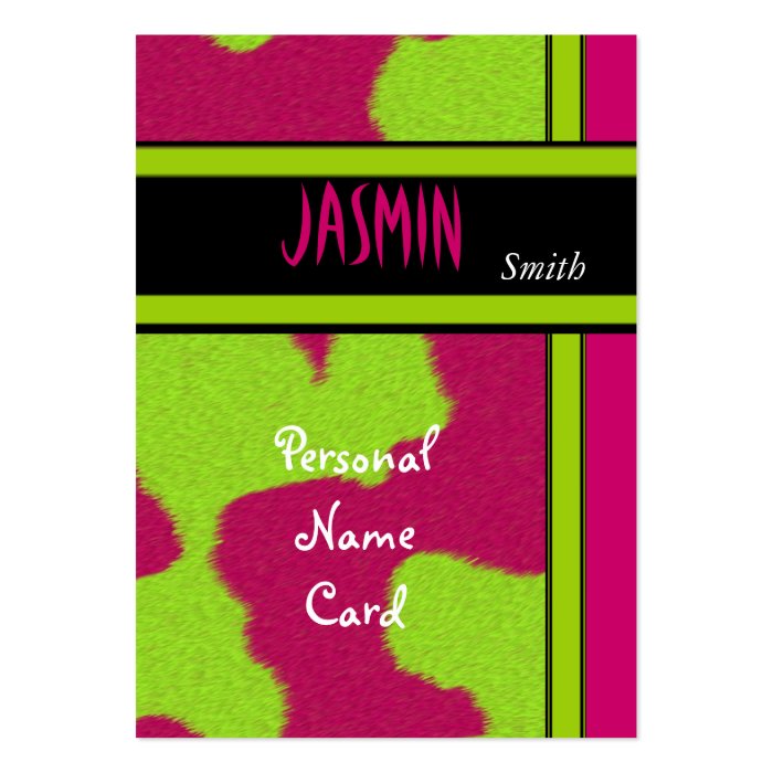 Profile Personal Name Card Pink Green Animal Business Cards