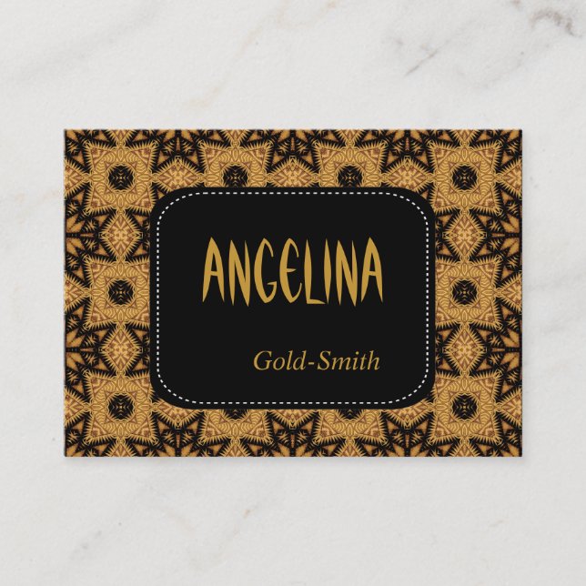 Profile Personal Name Card Retro Black Gold (Front)