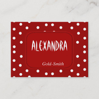 Profile Personal Name Card Retro Red White Spot