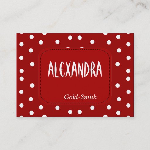 Customizable Profile Personal Name Card Retro Red White Spot Business Card Template
