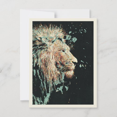 Profile portrait of a Lion elegant illustration Postcard
