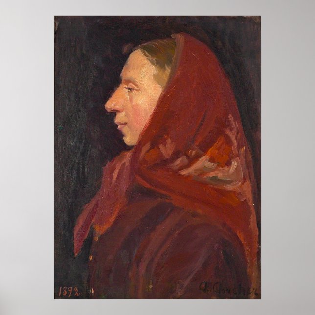 Profile Portrait Woman in Red Poster (Front)