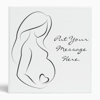 Profile Pregnant Woman Belly Heart 3 Ring Binder