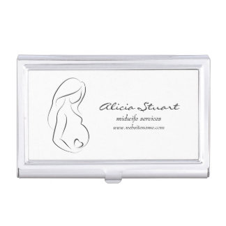 Profile Pregnant Woman Belly Heart Case For Business Cards