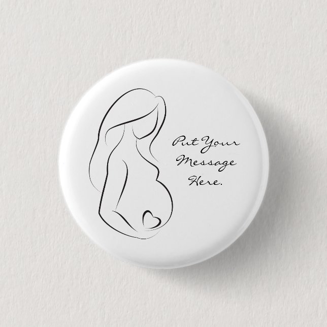 Profile Pregnant Woman Belly Heart Pinback Button (Front)