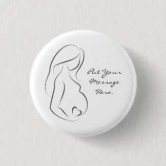 Profile Pregnant Woman Belly Heart Pinback Button