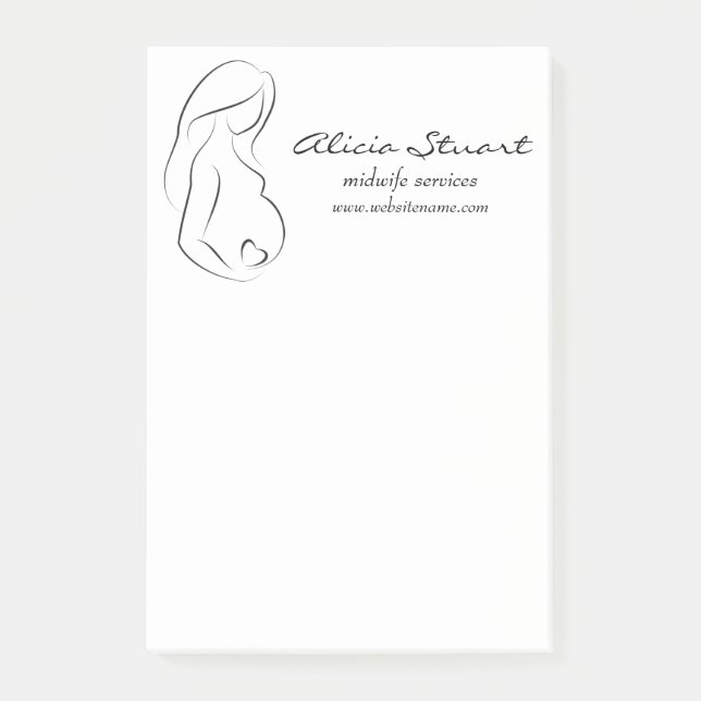 Profile Pregnant Woman Belly Heart Post-it Notes (Front)