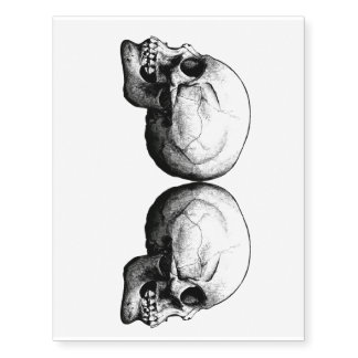 Profile Skull Black and White Temporary Tattoo
