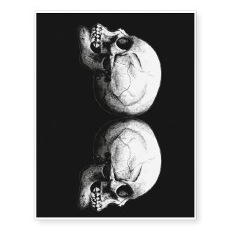 Profile Skull Black and White Temporary Tattoo