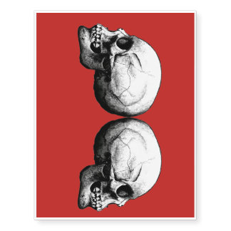 Profile Skull Black and White Temporary Tattoo