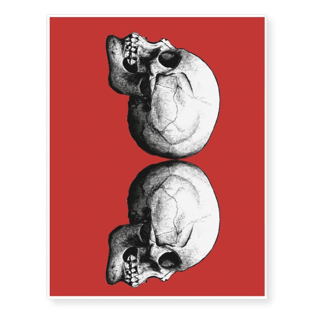 Profile Skull Black and White Temporary Tattoo (Front)