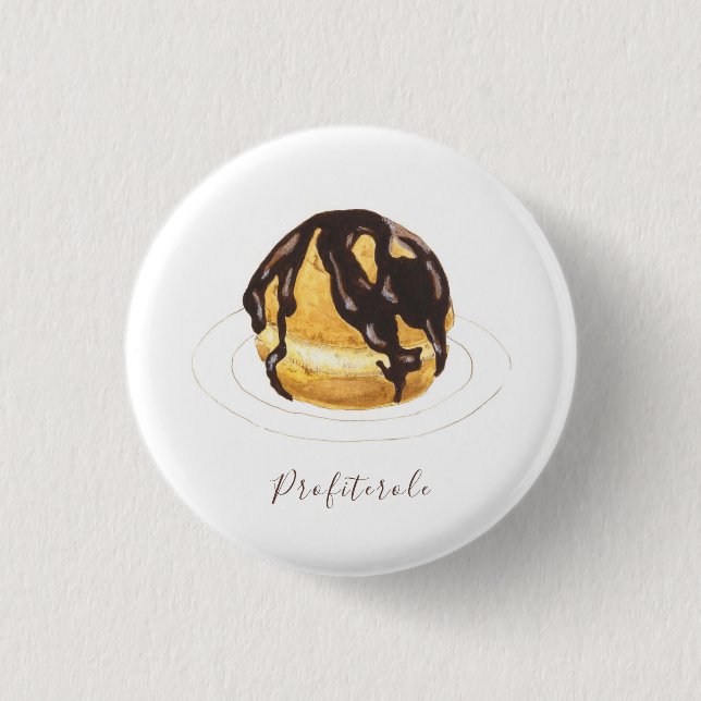 Profiterole watercolor button (Front)