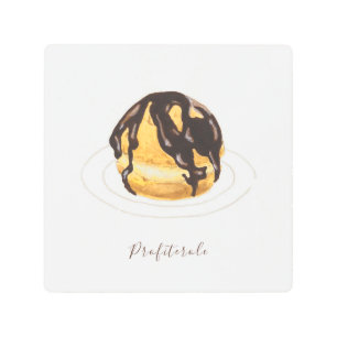 Profiterole watercolor metal print