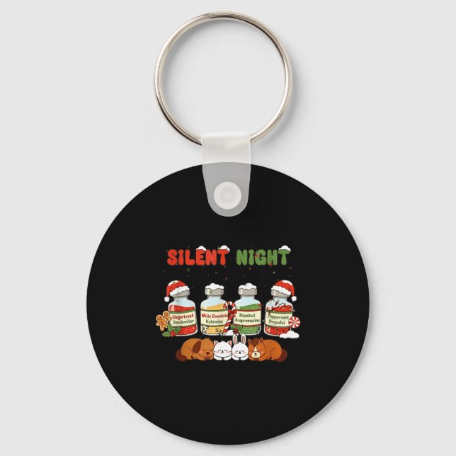 Profol Silent Night Funny Vet Tech Christmas  Keychain (Front)