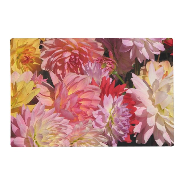 Profusion of Dahlia Flowers Laminated Placemat (Front)