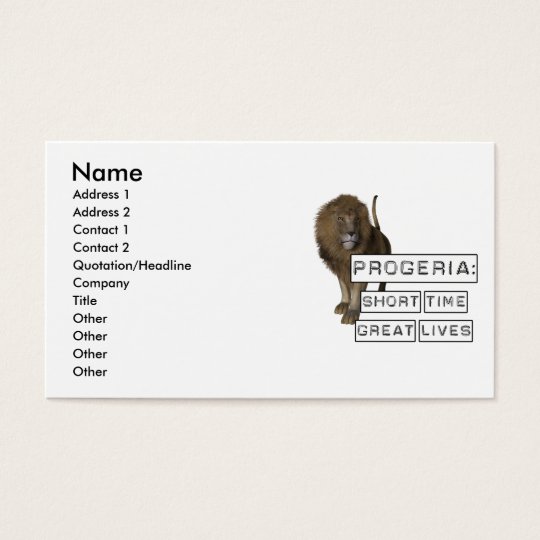 Progeria: Short Time Great Lives, with Lion Business Card