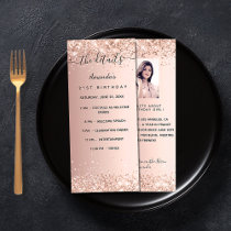 Program birthday rose gold glitter photo fun facts