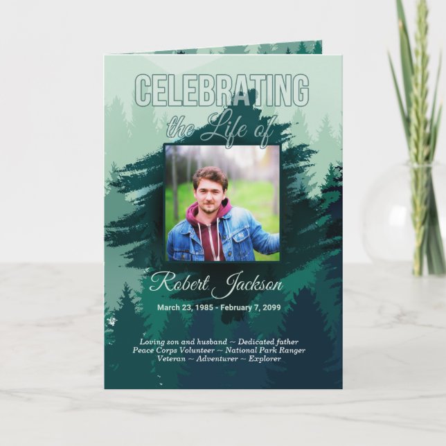 Program Celebration of Life Green Forest Pines (Front)