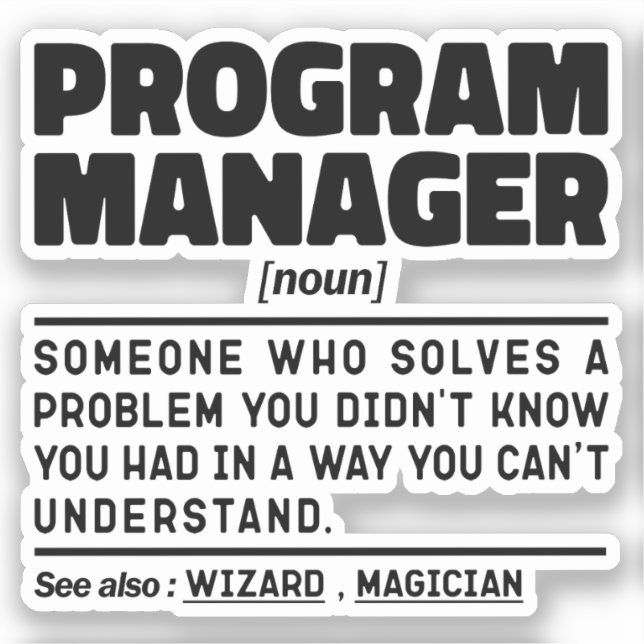 Program Manager Noun Funny Team Leader Geek Sticker (Front)