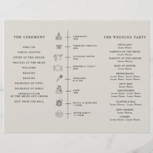 Program Minimalist Timeline for a Modern Wedding. Flyer