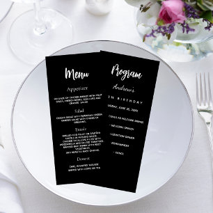 Program party dinner menu black white