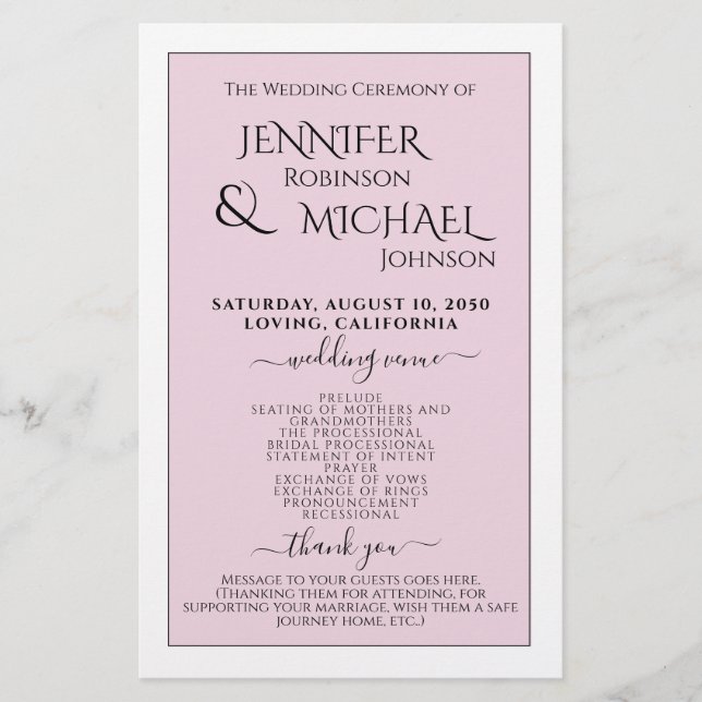 Program | Simple and Modern Blush (Front)