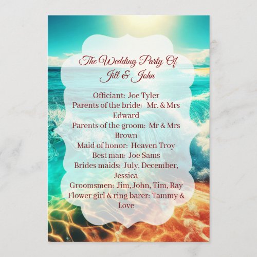 Program Wedding Ceremony Beach Template